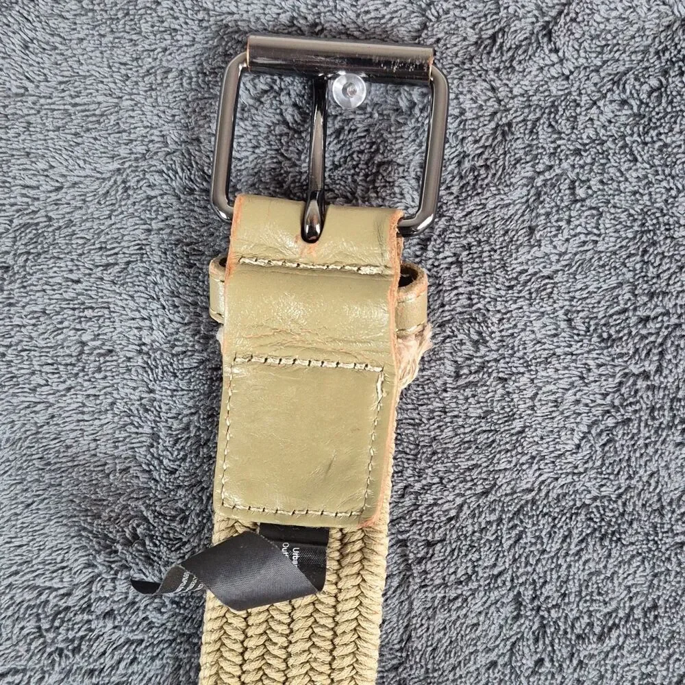 Urban Outfitters Men's Braided Woven Belt Buckle Beige Olive Size 36